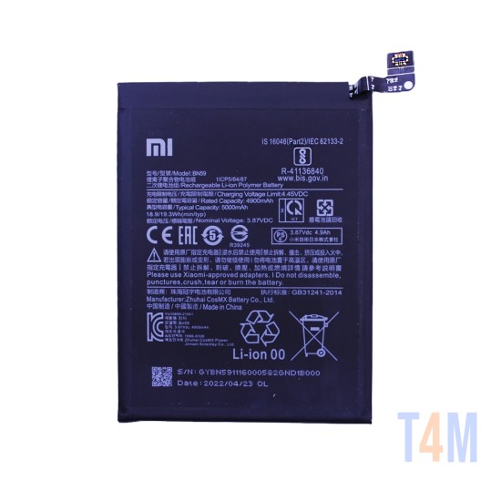 Bateria BN59 para Xiaomi Redmi Note 10/Redmi Note 10S/Redmi Note 10 Pro/Redmi 10 5000mAh